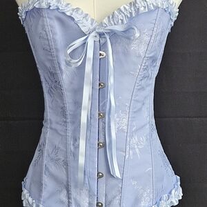 Szivyshi Sky Blue Corset Top with Floral Accents